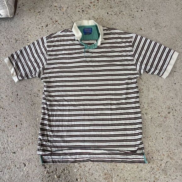 Vintage Pendleton Men's XL Multicolor Striped Polo Shirt Short Sleeve - Picture 1 of 4